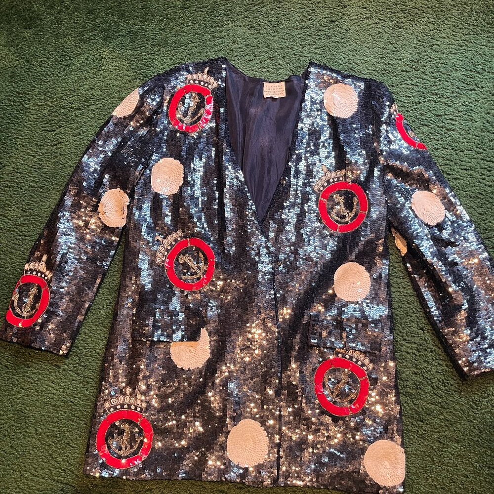 Vintage sequin red white and blue blazer